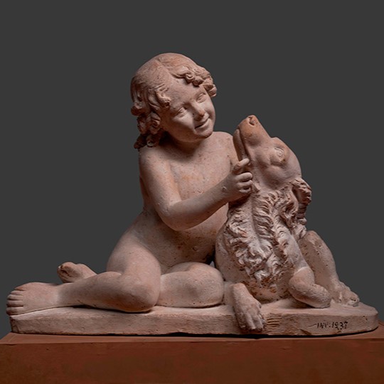 Luigi Pampaloni, Fanciullo che scherza con cane