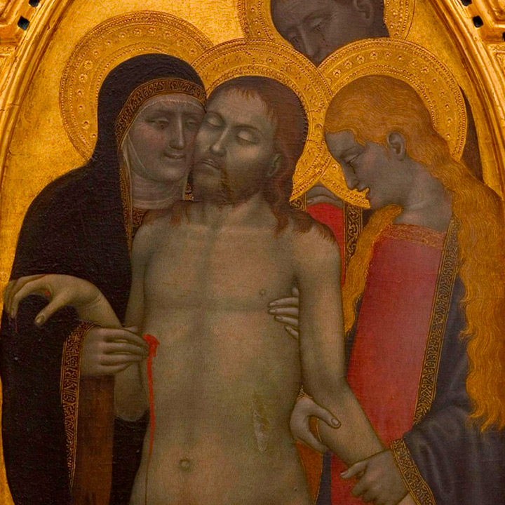 Giovanni da Miilano, Cristo in pietà compianto dalla Vergine e dai santi Maria Maddalena e Giovanni Evangelista