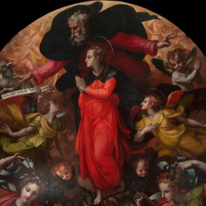 Alessandro Allori, Madonna col Bambino in trono, san Giovannino, le sante Lucia, Cecilia, Agnese, Apollonia, Caterina, Elisabetta e figure allegoriche della Vita Attiva e Contemplativa