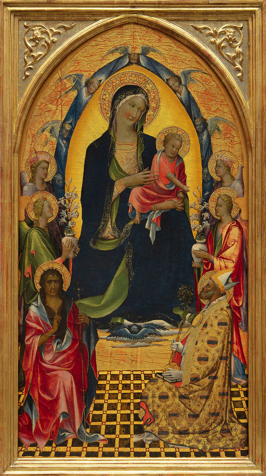 Gherardo Starnina, Madonna in trono col bambino, san Giovanni Battista, san Nicola e angeli