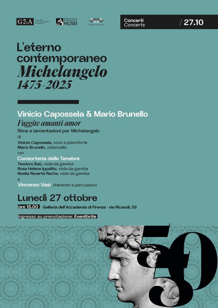 Fuggite amanti amor. Rime e lamentazioni per Michelangelo, Vinicio Capossela & Mario Brunello, Consorteria delle tenebre, Vincenzo Vasi